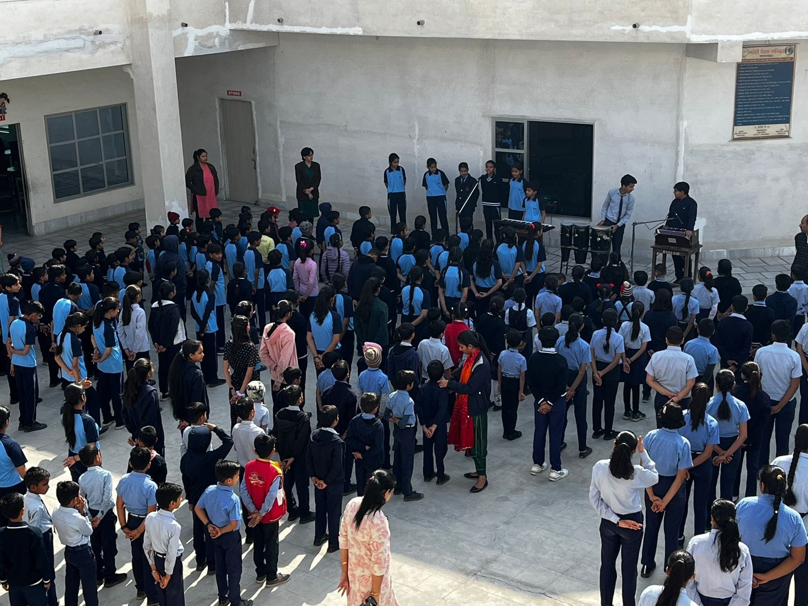 School gathering in the courtyard